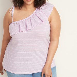 Old Navy Ruffled Linen-Blend One-Shoulder Size XL
